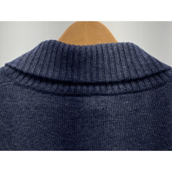 J.Crew Sweater Mens Medium Heathered Blue Shawl Collar Pullover Wool Blend CD598 - Picture 7 of 9